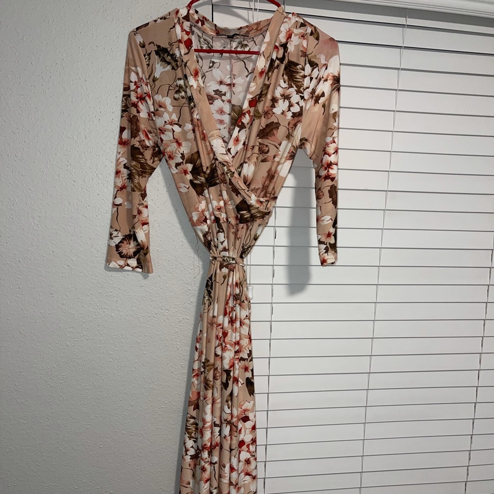 Pink long floral dress
